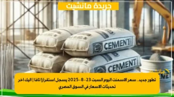 تطور جديد.. سعر الأسمنت اليوم السبت 23 8 2025 يسجل استقرارًا تامًا إليك آخر تحديثات الأسعار في السوق المصري 1